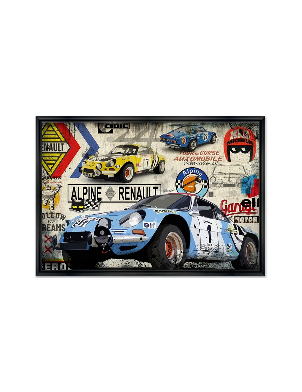 Renault Alpine A110 - Tableau 80x120 signé RUBIX
