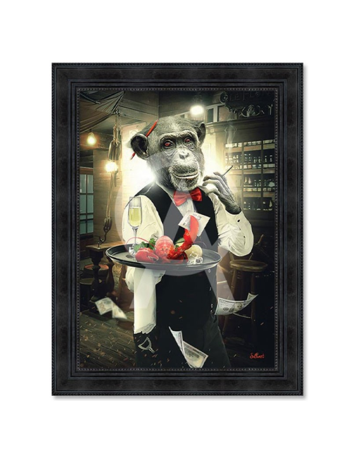 "Singe serveur",80x120cm de Sylvain BINET