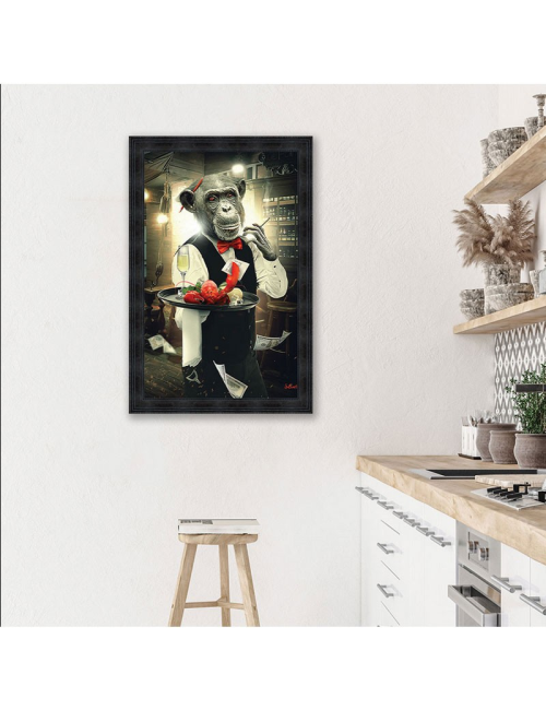 "Singe serveur",80x120cm de Sylvain BINET