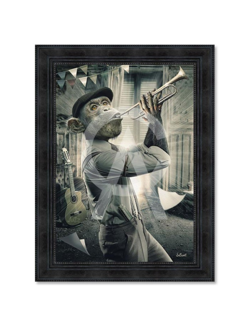 "Singe trompette",80x120cm de Sylvain Binet