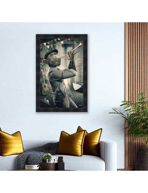 "Singe trompette",80x120cm de Sylvain Binet