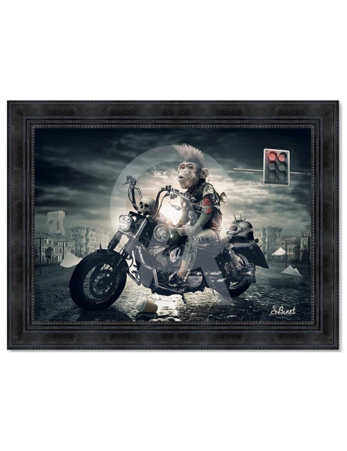 "Singe motard",50x70cm, tableau de Sylvain Binet