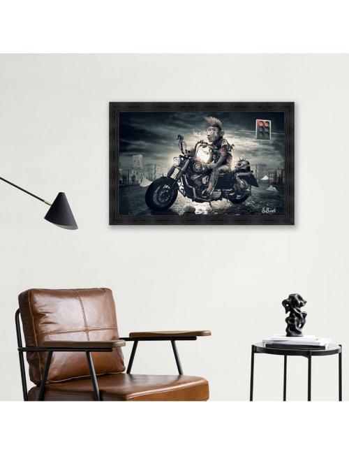 "Singe motard",50x70cm, tableau de Sylvain Binet