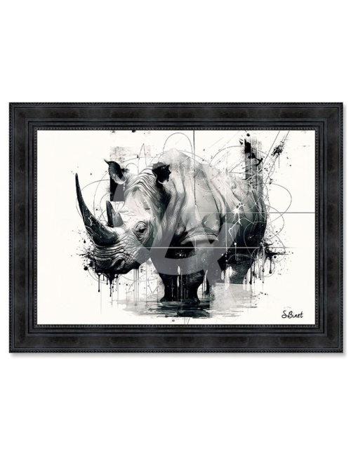 "Rhinocéros",80x120cm, tableau de Sylvain Binet