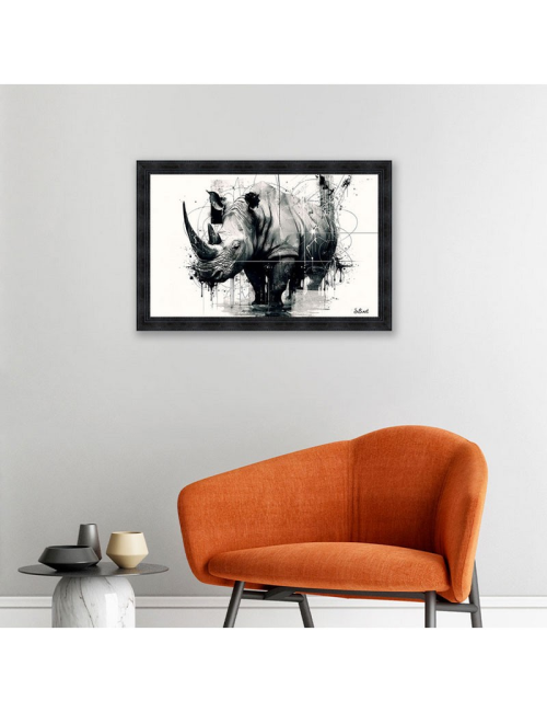 "Rhinocéros",80x120cm, tableau de Sylvain Binet