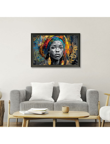 "Portrait d'Awa", femme africaine, tableau contemporain de Romaric
