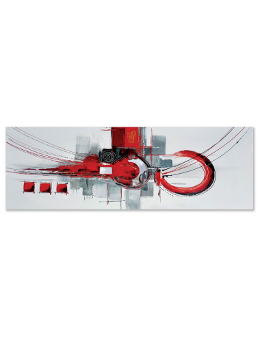 Tableau abstrait rouge et gris – Toile 50x150 cm moderne