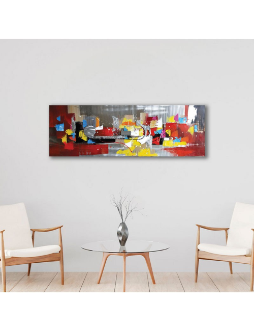 " Couleurs exprimées ", toile abstraite 50x150 cm.