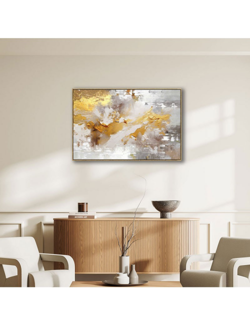 "Nuance ocre", toile abstraite 80x120cm