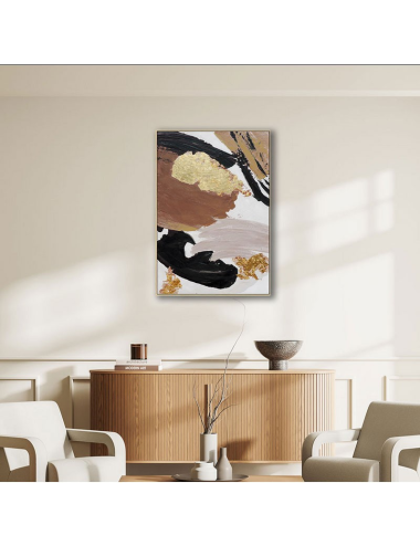 Tableau abstrait marron doré et noir 70x100 – toile moderne