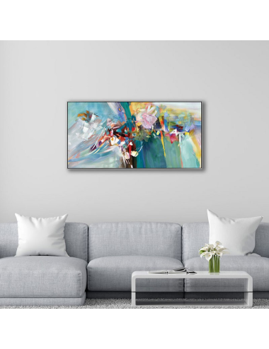 Tableau abstrait coloré – Toile encadrée 60x120 cm