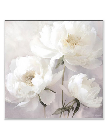 Tableau pivoines blanches 60x60 – douceur florale et élégance