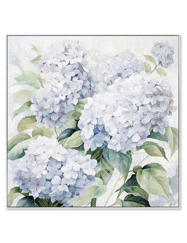 Tableau hortensias bleus sur fond clair – 60x60 cm