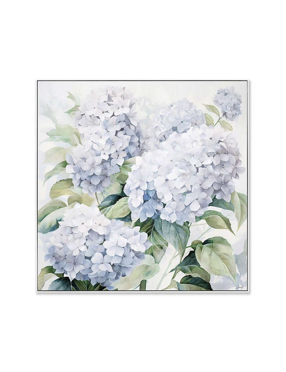 Tableau hortensias bleus sur fond clair – 60x60 cm
