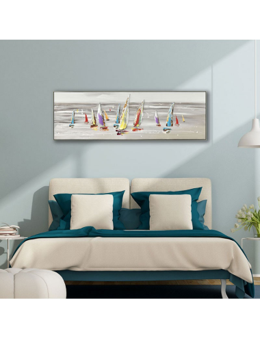 Tableau voiliers 50x150 – voiles en métal coloré