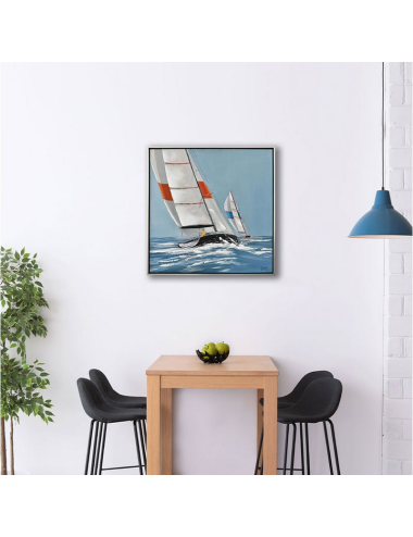 Tableau voilier 60x60 – régate marine sur toile