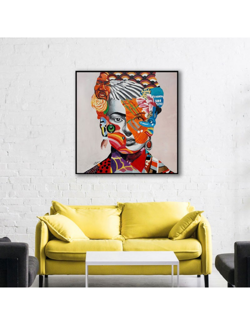 Tableau Frida Kahlo pop art encadré 100x100