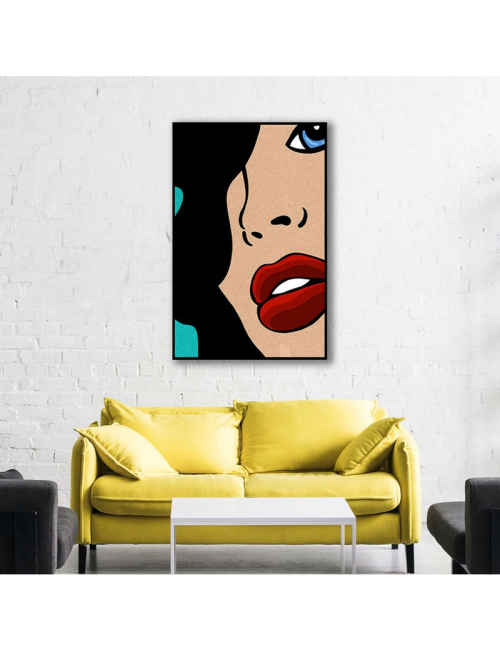 Tableau pop art femme bouches rouges 80x120 encadré