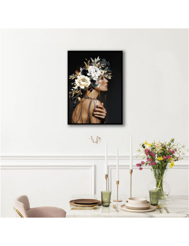 Tableau femme fleurs et chaînes – décoration élégante 60x80