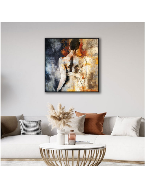 Tableau femme de dos aquarelle abstraite – toile 80x80 cm