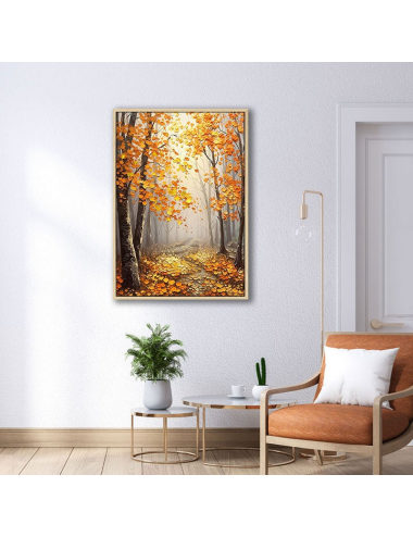 Tableau forêt dorée en automne – toile 80x120