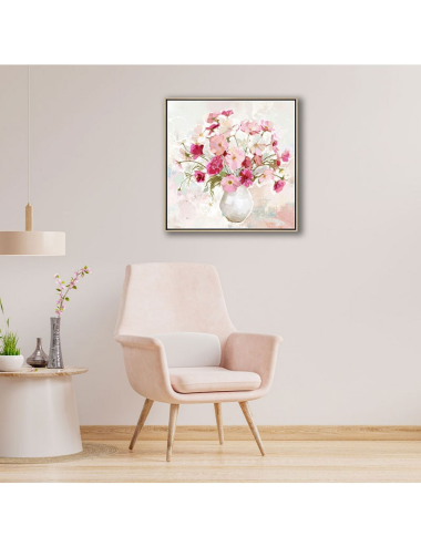 Tableau bouquet de fleurs roses – 60x60 cm
