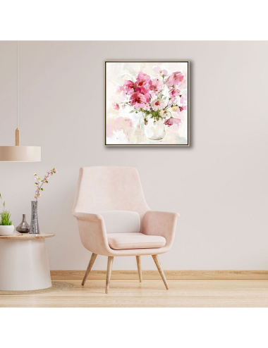 Tableau fleurs roses et blanches – 60x60 cm