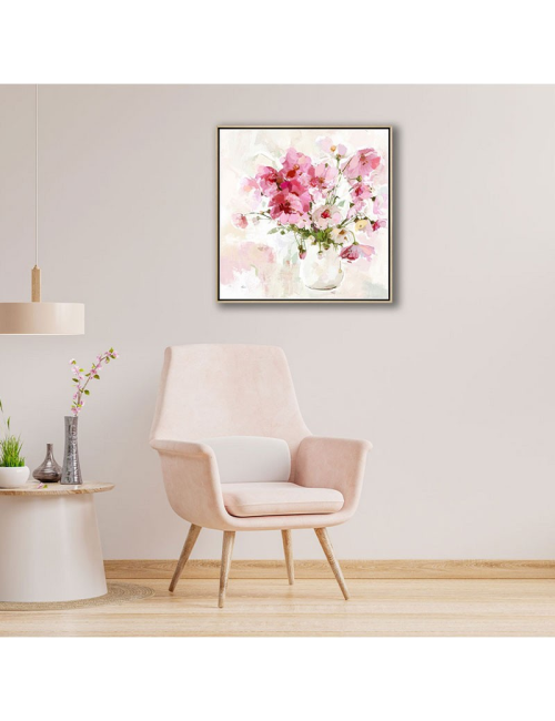 Tableau fleurs roses et blanches – 60x60 cm