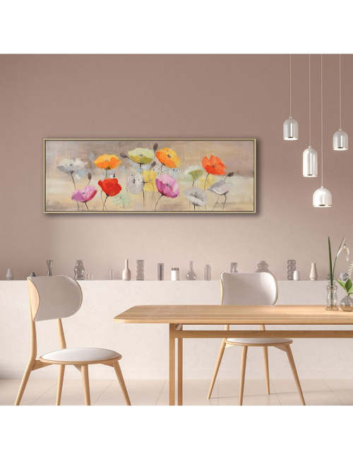 Coquelicots multicolores, Toile panoramique florale