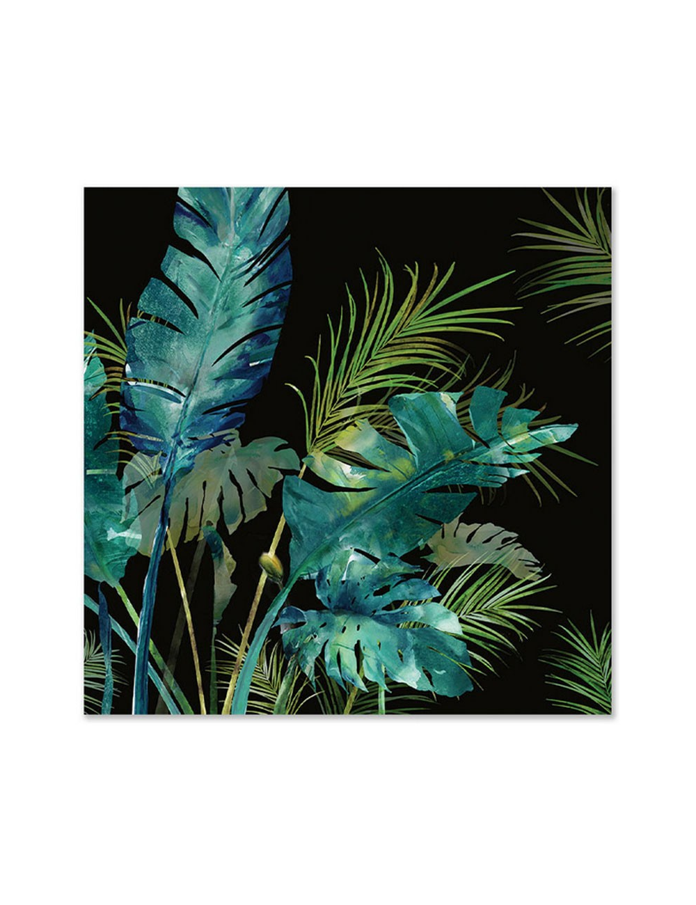 Tableau jungle exotique 80x80 – feuillages tropicaux