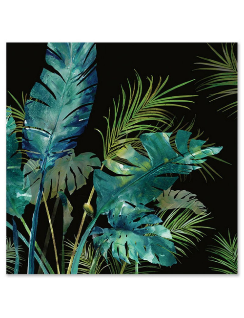 Tableau jungle exotique 80x80 – feuillages tropicaux