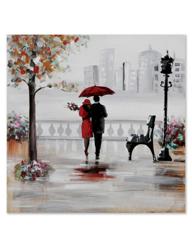 Tableau couple romantique sous la pluie-60x60
