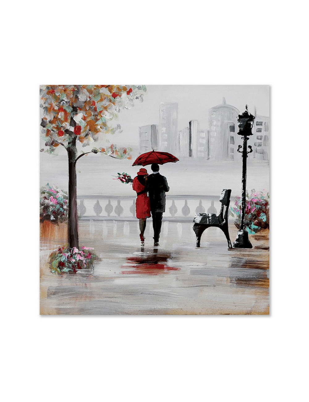 Tableau couple romantique sous la pluie-60x60