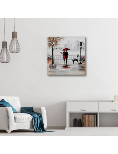 Tableau couple romantique sous la pluie-60x60