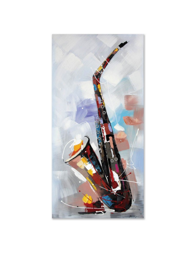 Tableau saxophone abstrait 60x120 – toile musicale colorée