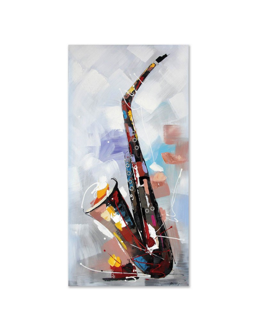 Tableau saxophone abstrait 60x120 – toile musicale colorée