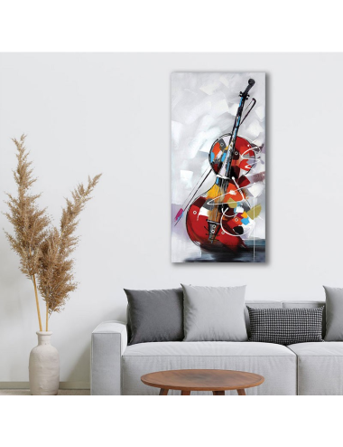Tableau violoncelle abstrait 60x120 – toile déco musicale