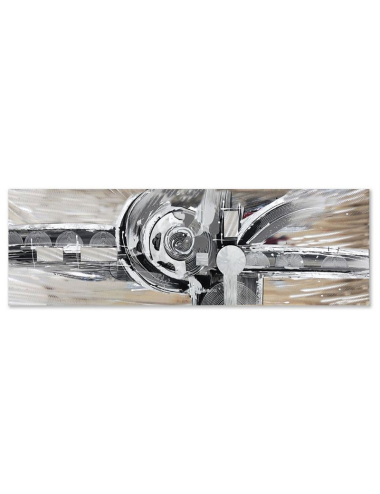 Tableau métal 50x150 – abstrait noir et argent