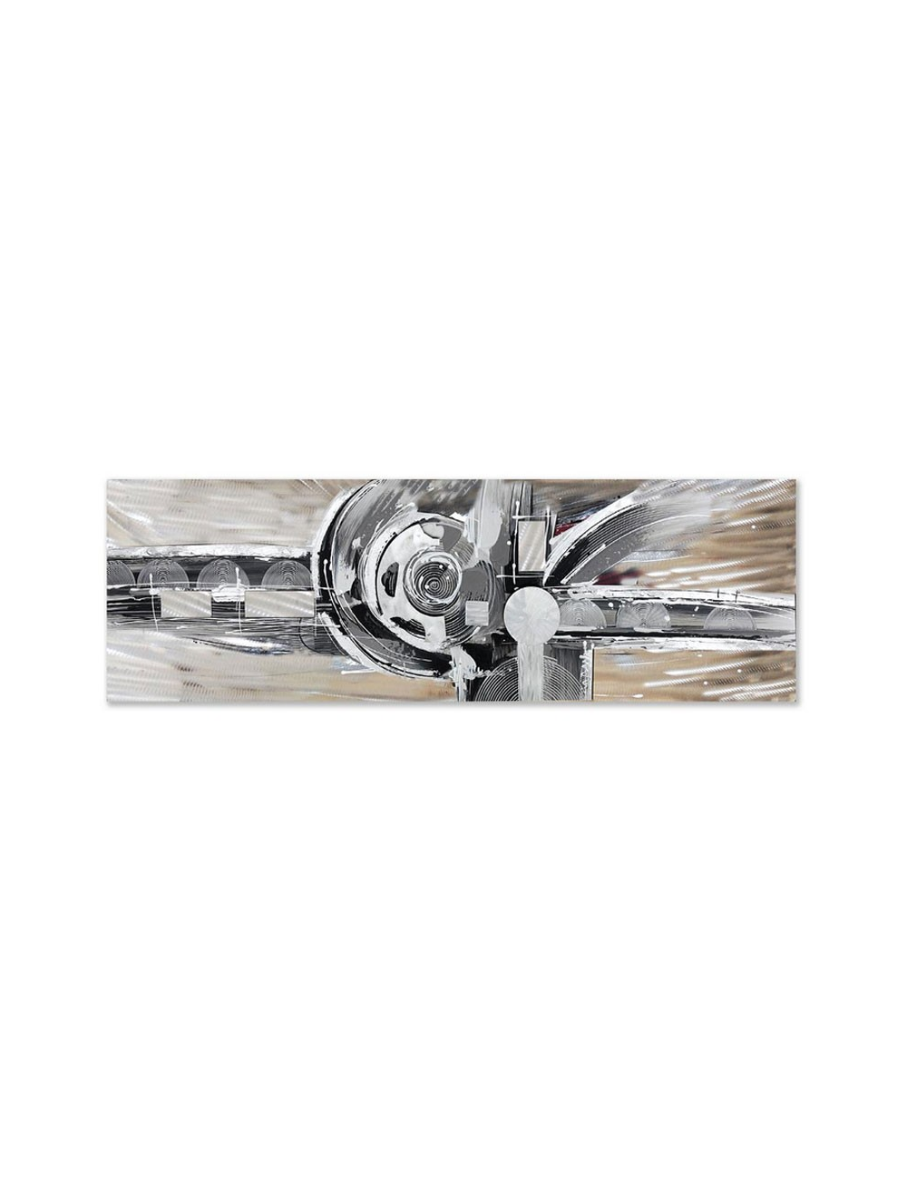 Tableau métal 50x150 – abstrait noir et argent