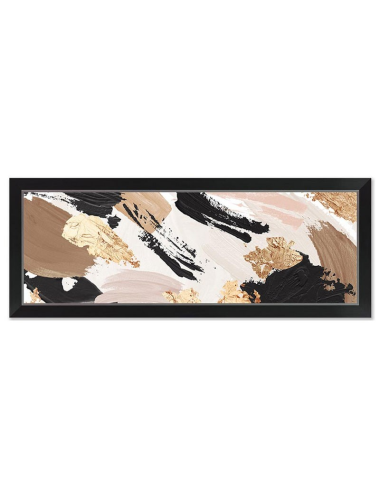 Tableau abstrait beige noir doré – 50x150 cm