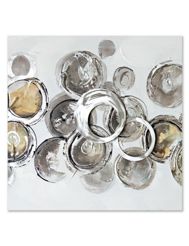 Tableau abstrait métal argenté – toile carrée 60x60