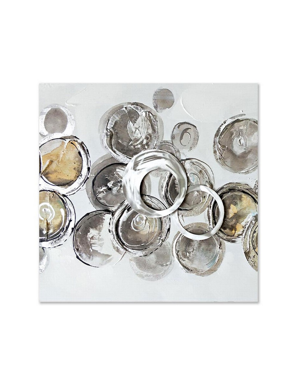 Tableau abstrait métal argenté – toile carrée 60x60