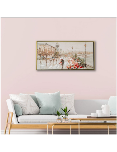 Tableau promenade romantique sur les quais-60x120