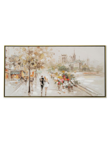 Tableau rétro Paris romantique – couple sur les quais
