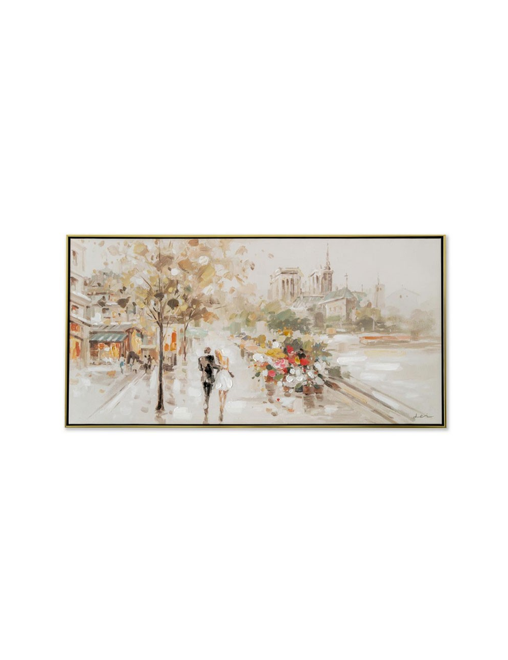 Tableau rétro Paris romantique – couple sur les quais