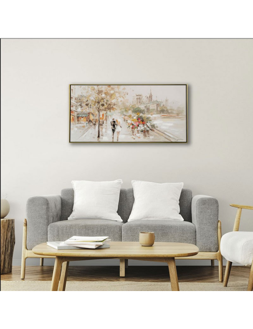 Tableau rétro Paris romantique – couple sur les quais