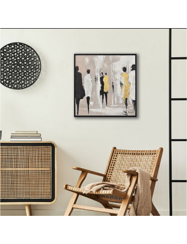 Tableau silhouettes dorées 60x60 – toile contemporaine