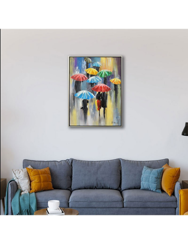 Tableau parapluies colorés 60x80 – toile moderne