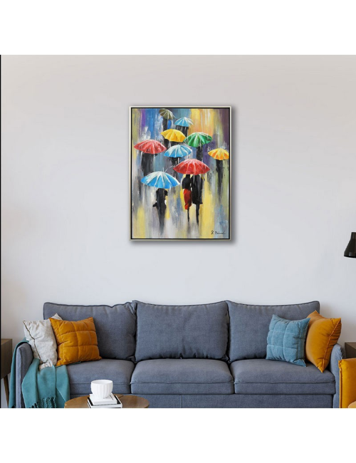 Tableau parapluies colorés 60x80 – toile moderne
