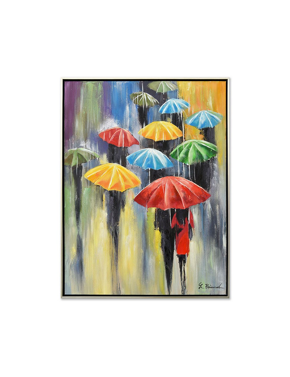 Tableau 60x80 parapluies multicolores – toile urbaine